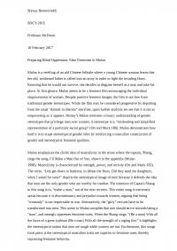 Feminism In Mulan By Shreya Bommireddi
