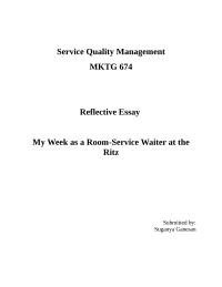 My Week as a Room-Service Waiter at the Ritz