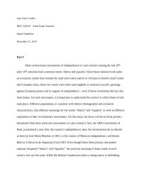 HIST 3401W – Final Exam Answers