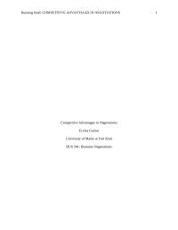 Competitive Advantages in Negotiations
