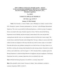 Gonzalez V Rusty Wallace Brief