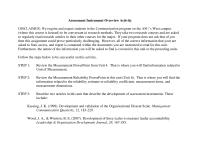 Assessment Instrument Overview Activity