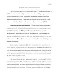 Guidelines For Social Return On Investment