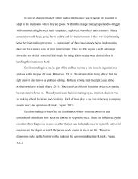Research Paper on Decision Making Process