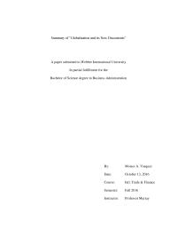 Summary Of “globalization And Its New Discontents”