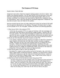 Purpose Of Fys