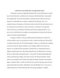 Utilitarianism: The Conflict with “Lesser and Greater Goods”