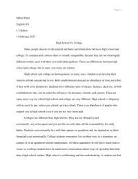 Compare And Contract: High School Vs College