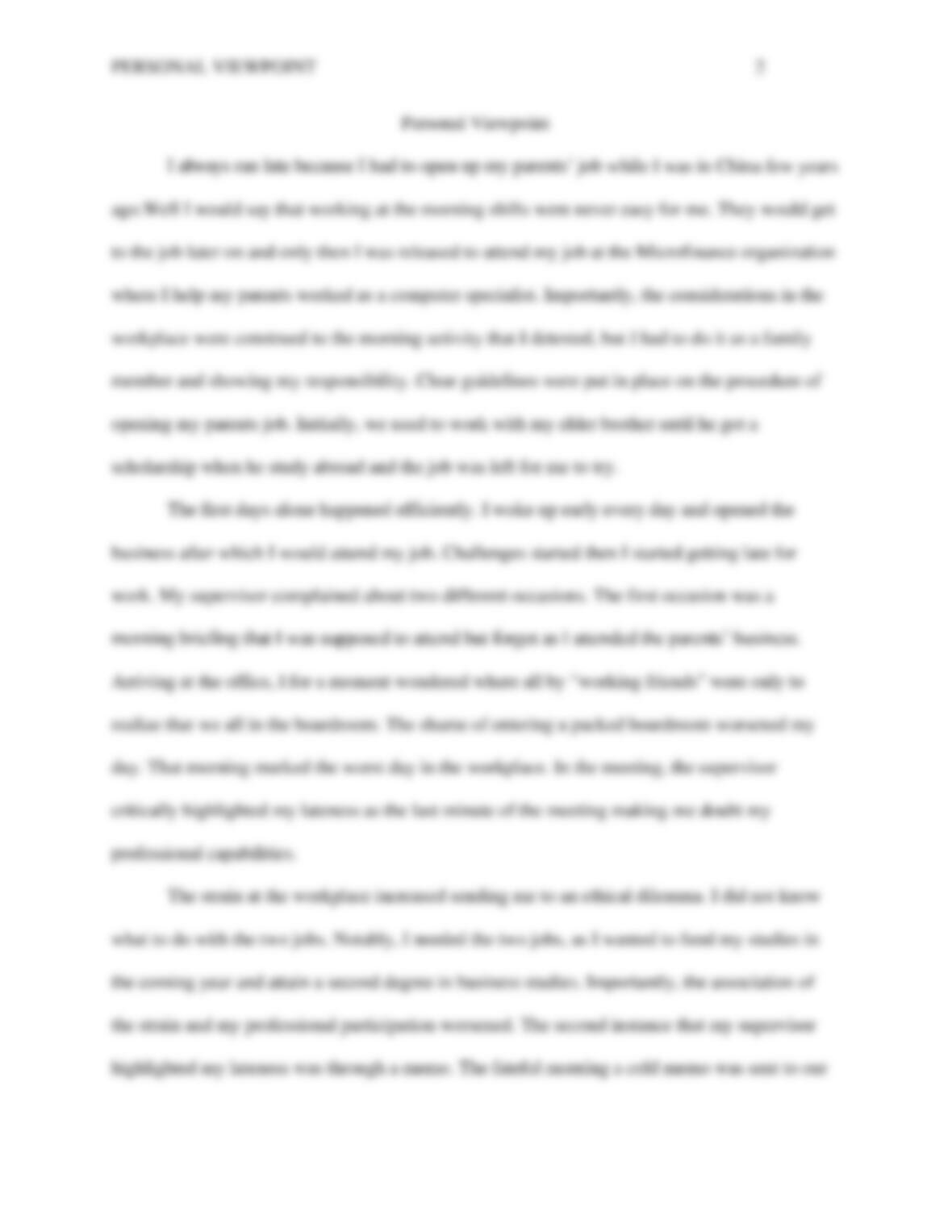 personal viewpoint essay