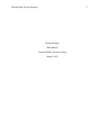 Pricing Strategies Running Head