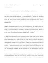 Premarital Sex Should Be Avoided Through The Right Conception Of Love