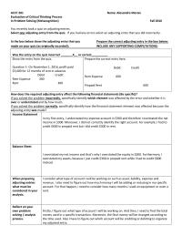 Accounting ACCT 201Evaluation of