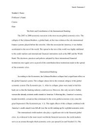 The Role and Contribution of the International Banking