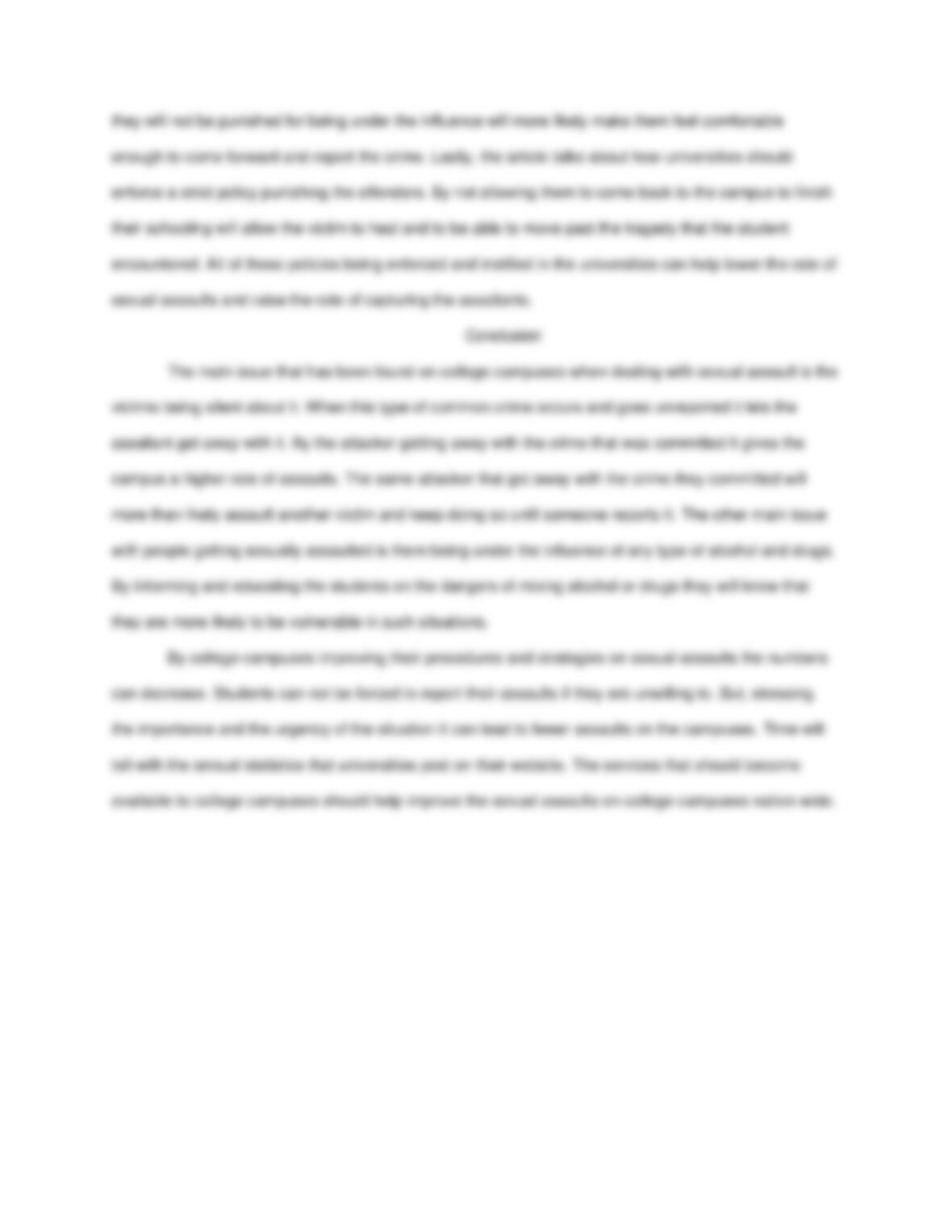 essay about sexual assault on college campuses