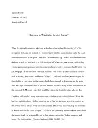 Response to “Meriwether Lewis’s Journal”