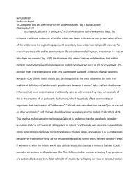 “A Critique of and an Alternative to the Wilderness Idea” By J. Baird Callicott