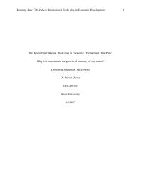 The Role Of International Trade Play In Economic Development