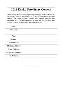 The Required Qualities And Discipline Of A Secretary-general In View Of The Practices And Achievements Of The Successive Secretary-generals.”