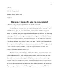 Argumentative Essay – Big money in sports- are we going crazy?