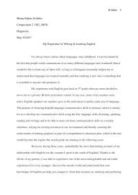 My Experience in Writing & Learning English