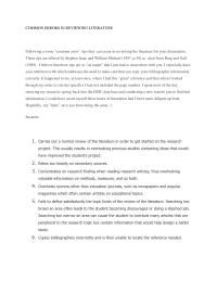 Common Errors In Reviewing Literature