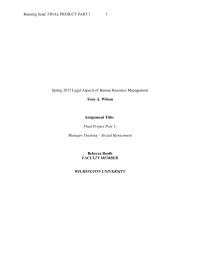 Final Project Part 1: Manager Training – Sexual Harassment