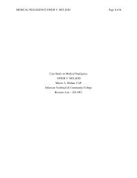Case Study On Medical Negligence