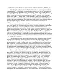 Applications of Game Theory and Advanced Topics in Business Strategy to Wal-Mart, Inc.