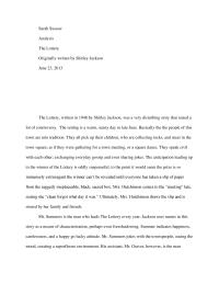 Analysis Of The Lottery By Shirley Jackson