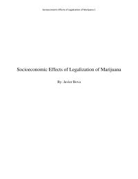 Socioeconomic Impacts Of Legalization Of Marijuana