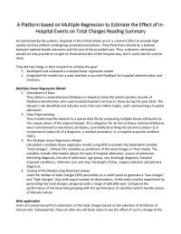 A Platform Based On Multiple Regression To Estimate The Effect Of In-hospital Events On Total Charges Reading Summary
