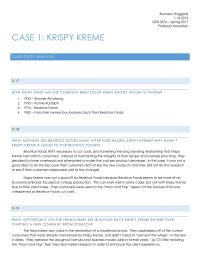 Krispy Kreme Case Study