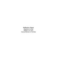 Reflection Paper: History/Literature of the Bible