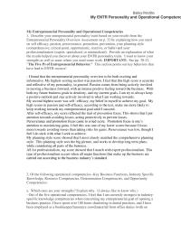 My ENTR Personality and Operational Competencies.