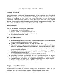 Marriott Corporation: The Cost Of Capital