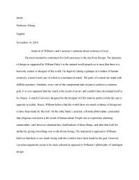 Contrast Between William And Lucretius Opinion About Nonexistence Of God