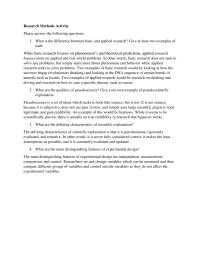 Research Methods Activity