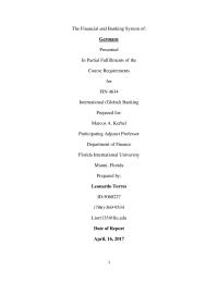 The Financial and Banking System of: Germany