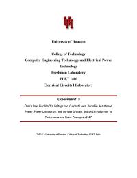 Electrical Circuits I Laboratory