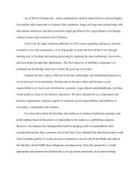 Ethics As a CEO for Eastlane Inc some