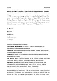 Review: DOORS (Dynamic Object Oriented Requirements System)