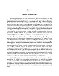 Operation Management Plan