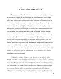 The Effects of Nutrition and Exercise Recovery