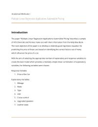Multiple Linear Regression Applications Automobile Pricing