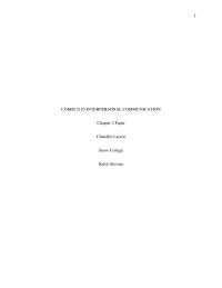 INTERPERSONAL COMMUNICATION