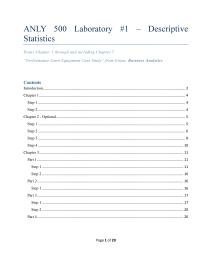ANLY 500 Laboratory #1 – Descriptive Statistics
