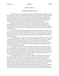 Reflection Paper: My High School Basketball Team