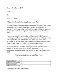 Performance Improvement Plan