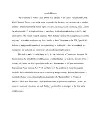 Article Review: Responsibility to Protect