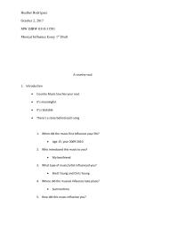 Musical Influence Essay 1st Draft